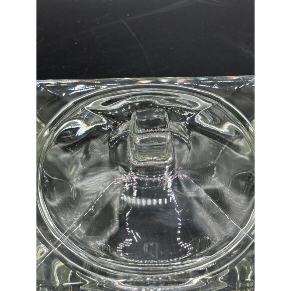 Vintage MCM Square Heavy Crystal Glass Covered Candy Dish Mid Century 6x6x4 - Picture 15 of 16